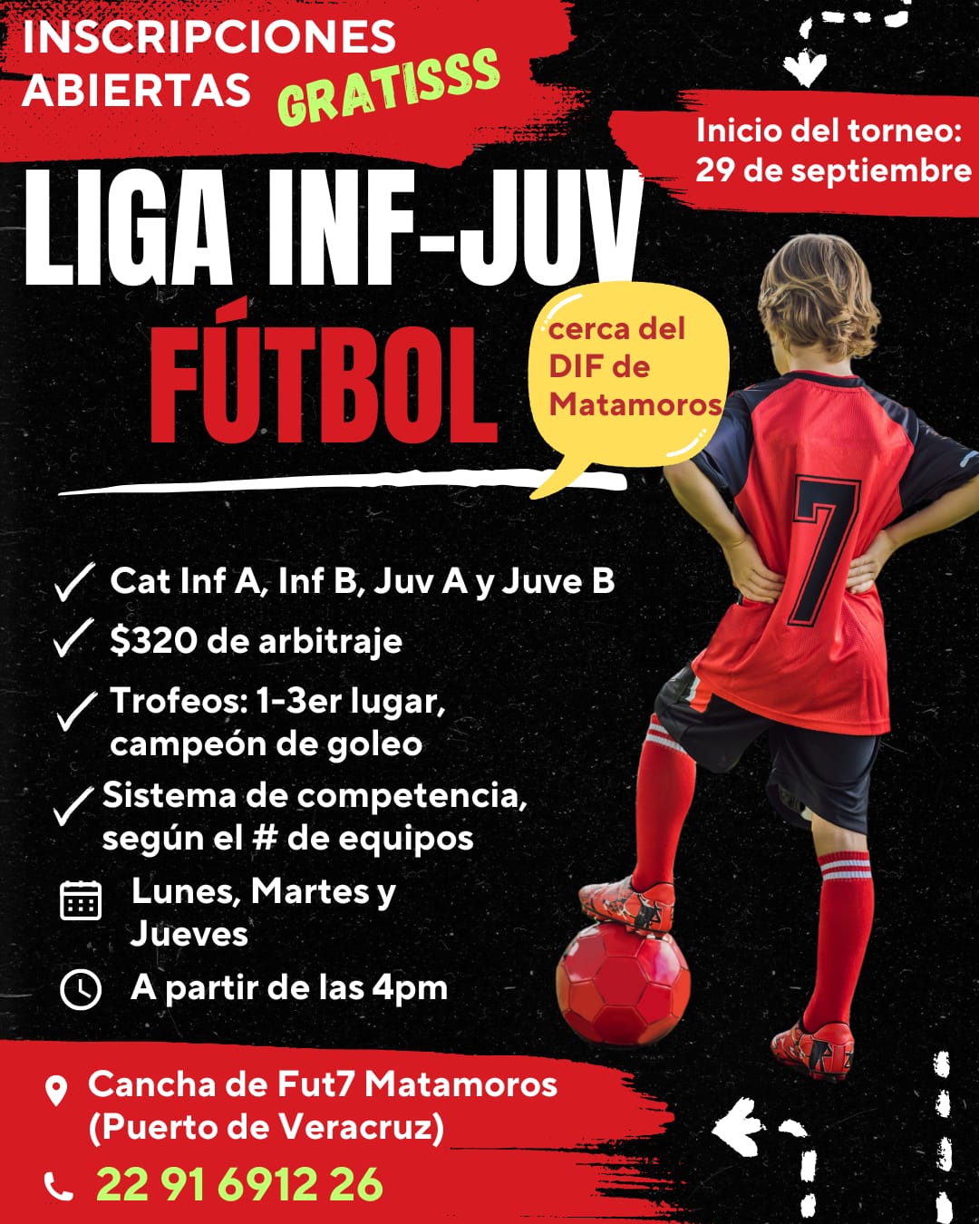 Fut7 Matamoros invita a su primer Torneo Infantil-Juvenil de fútbol