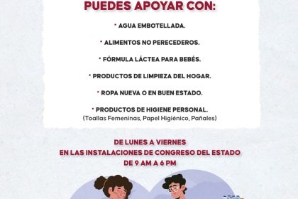 Abre Congreso Centro de Acopio para apoyar a damnificados del norte del estado