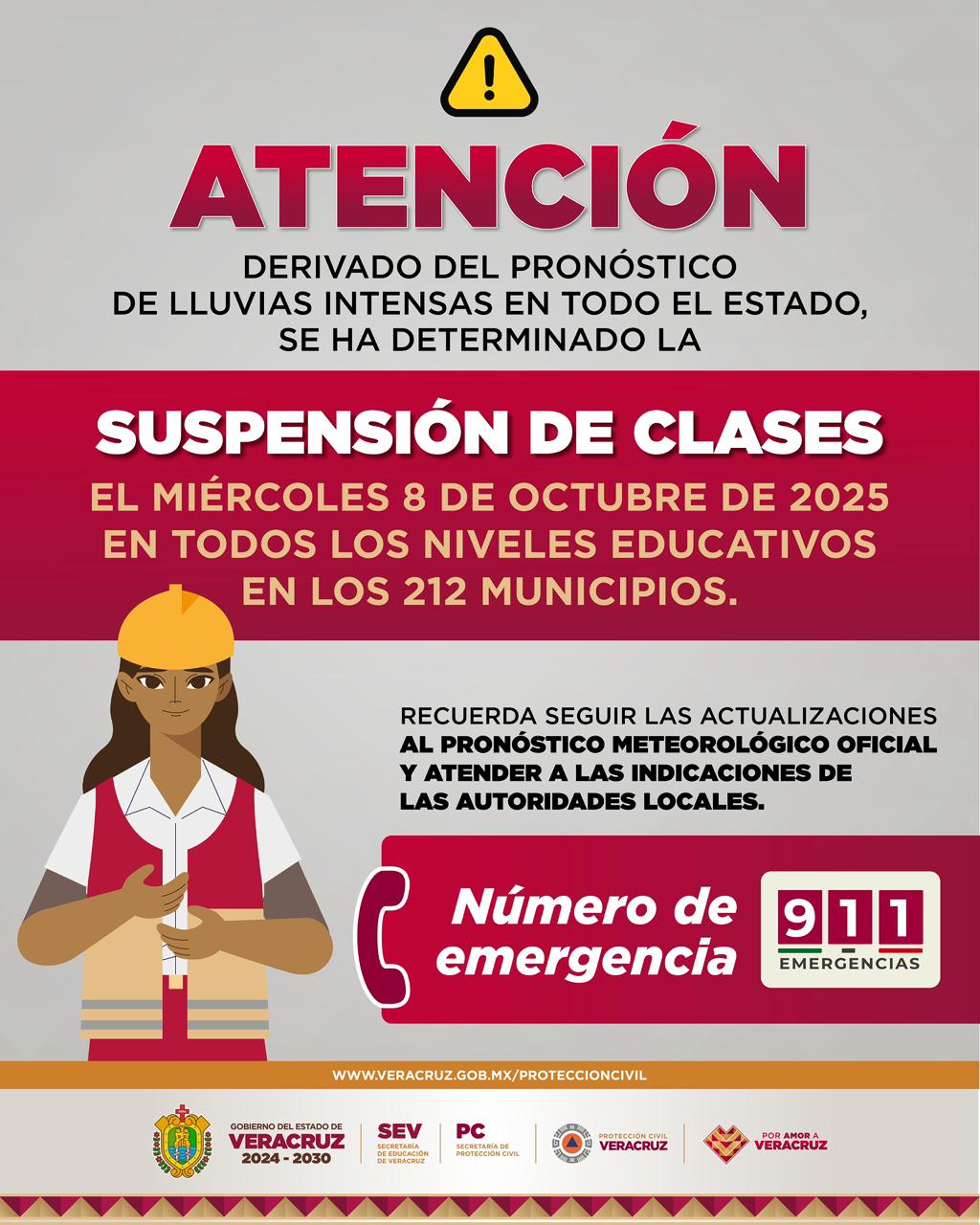 Gobierno del Estado suspende clases por temporal lluvioso