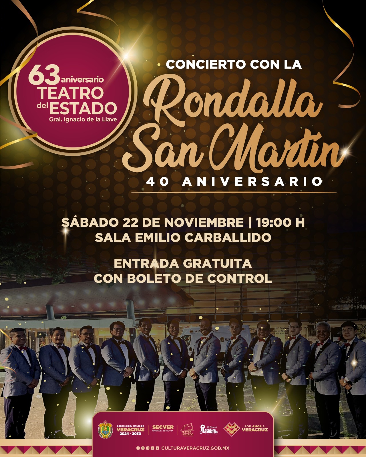 Celebra el 63° aniversario del Teatro del Estado con un concierto de la Rondalla San Martín