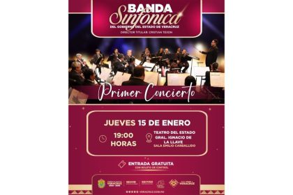 Invita SECVER a concierto inaugural de la Banda Sinfónica del Gobierno del Estado