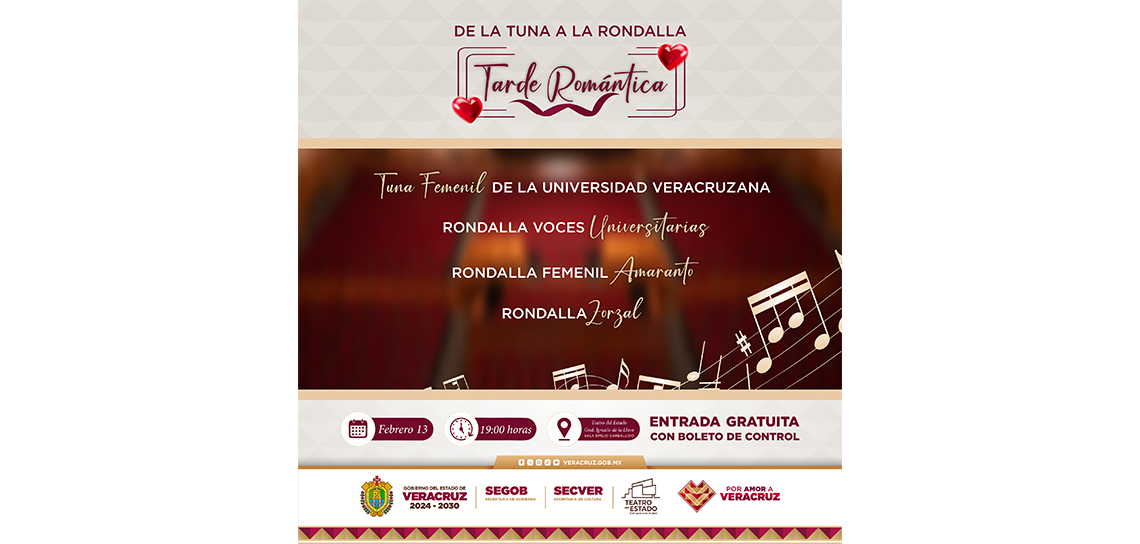Asiste al concierto De la Tuna a la Rondalla: Tarde Romántica en el Teatro del Estado