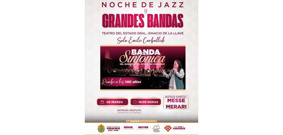 Invita SECVER a concierto Noche de Jazz en el Teatro del Estado